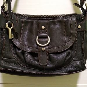 Fossil Bag black/brown leather crossbody